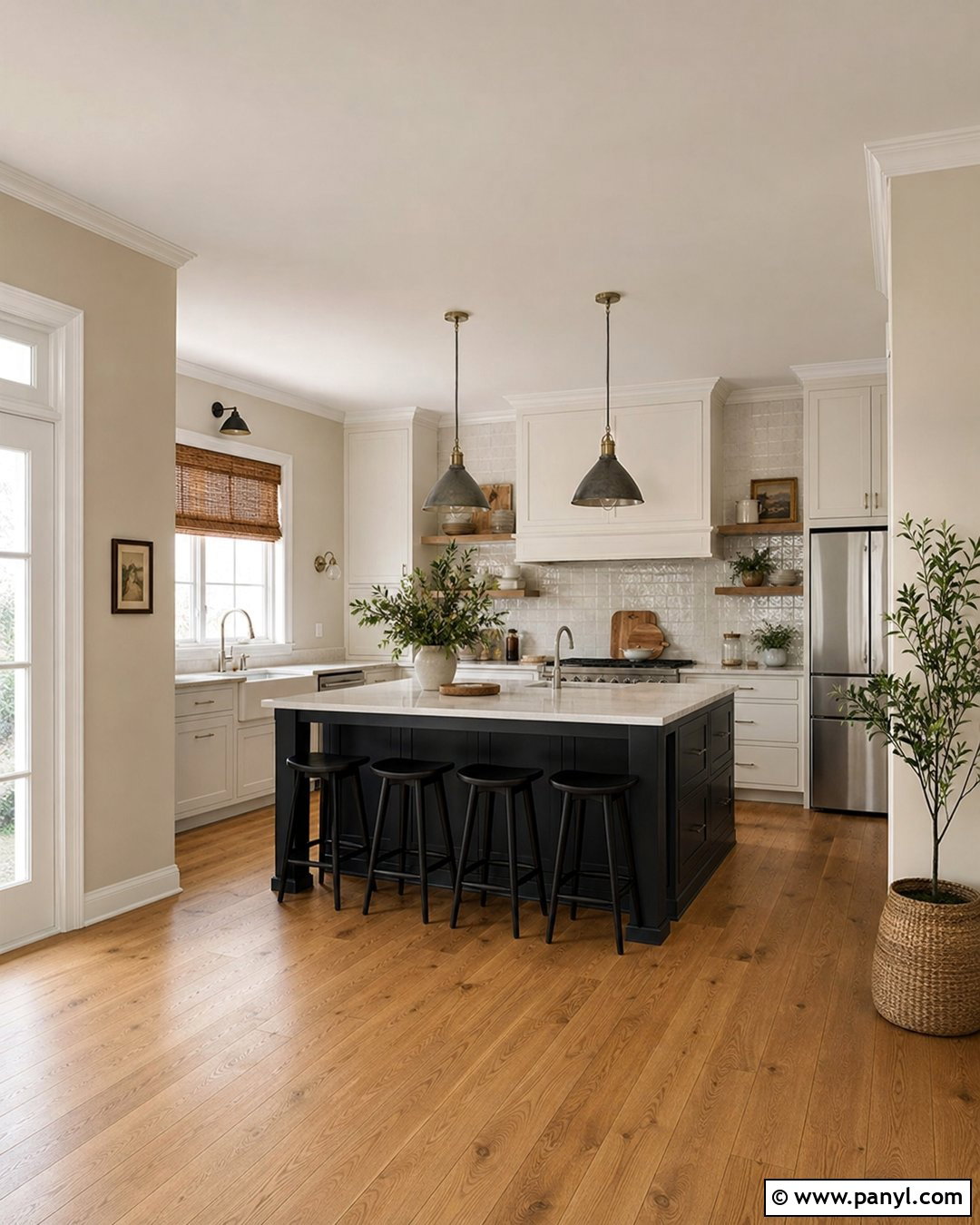 Pale Oak Kitchen With Dark Island - 30 Pale Oak Walls