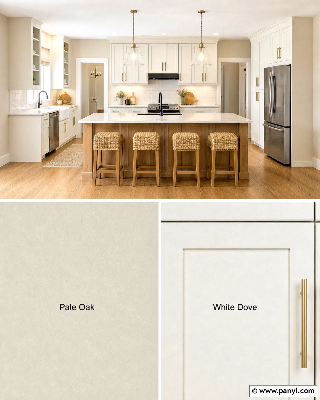 Pale Oak Kitchen With White Dove Cabinets - 20 pale oak and white dove ideas