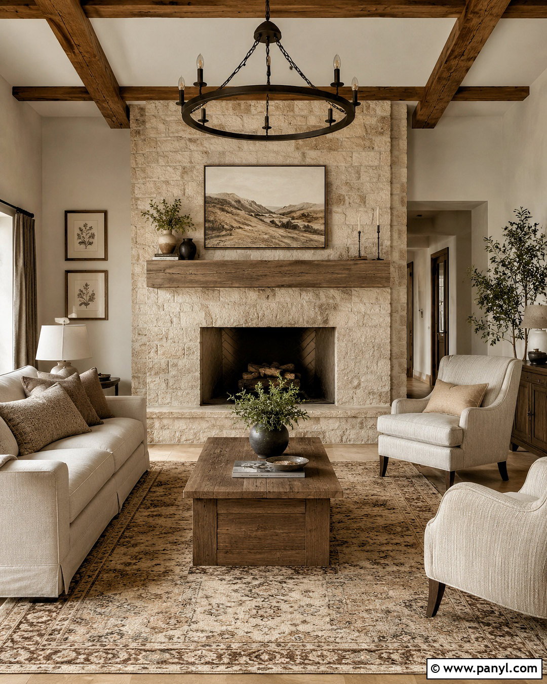 Pale Oak Living Room With Stone Fireplace - 20 pale oak benjamin moore living room ideas