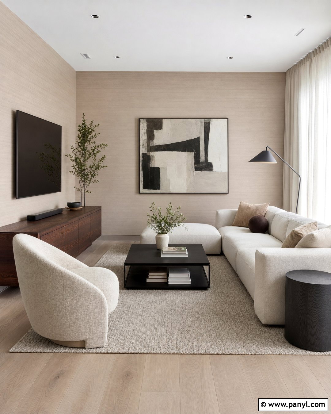 Pale Oak Modern Living Room - 30 Pale Oak Walls