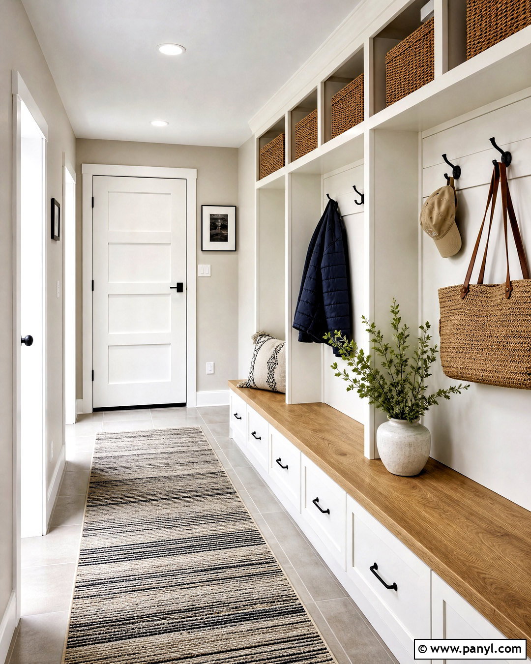 Pale Oak Mudroom With White Dove Lockers - 20 pale oak and white dove ideas