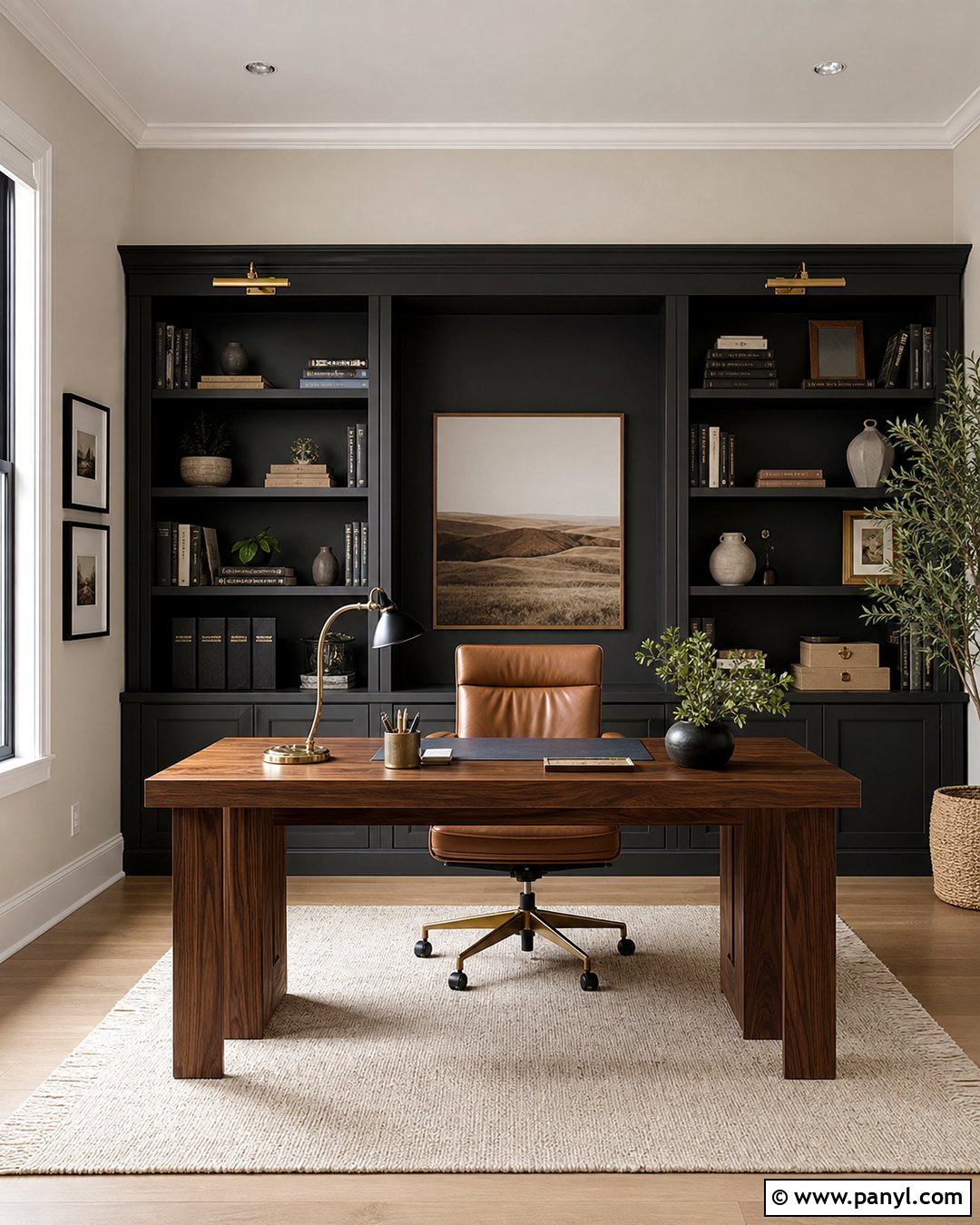 Pale Oak Office With Built-Ins - 30 Pale Oak Walls