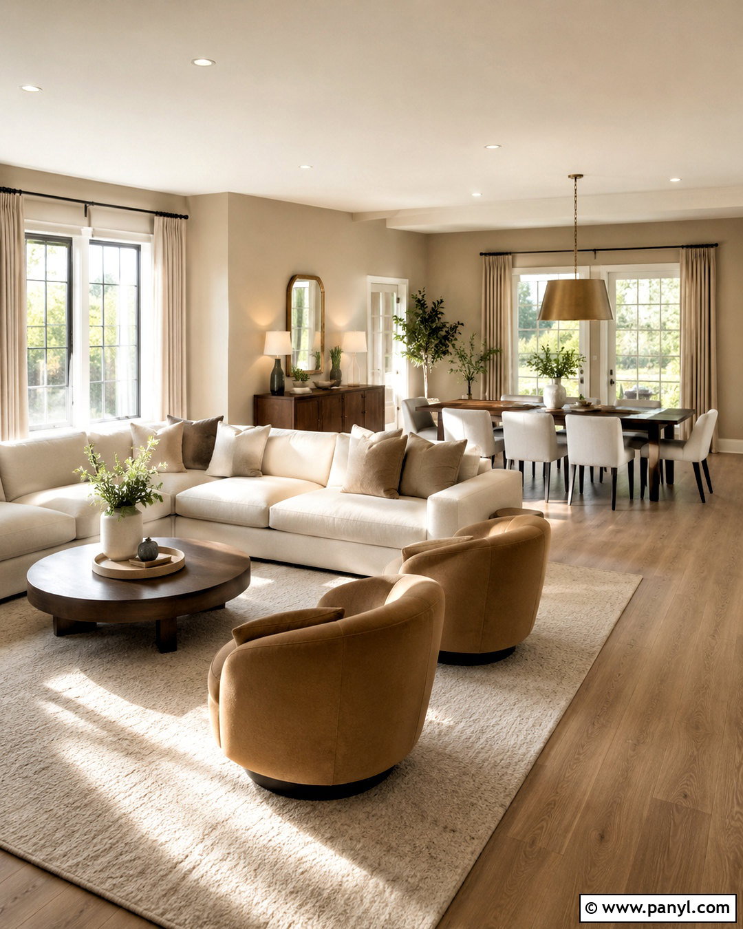 Pale Oak Open-Concept Living Room - 20 pale oak benjamin moore living room ideas