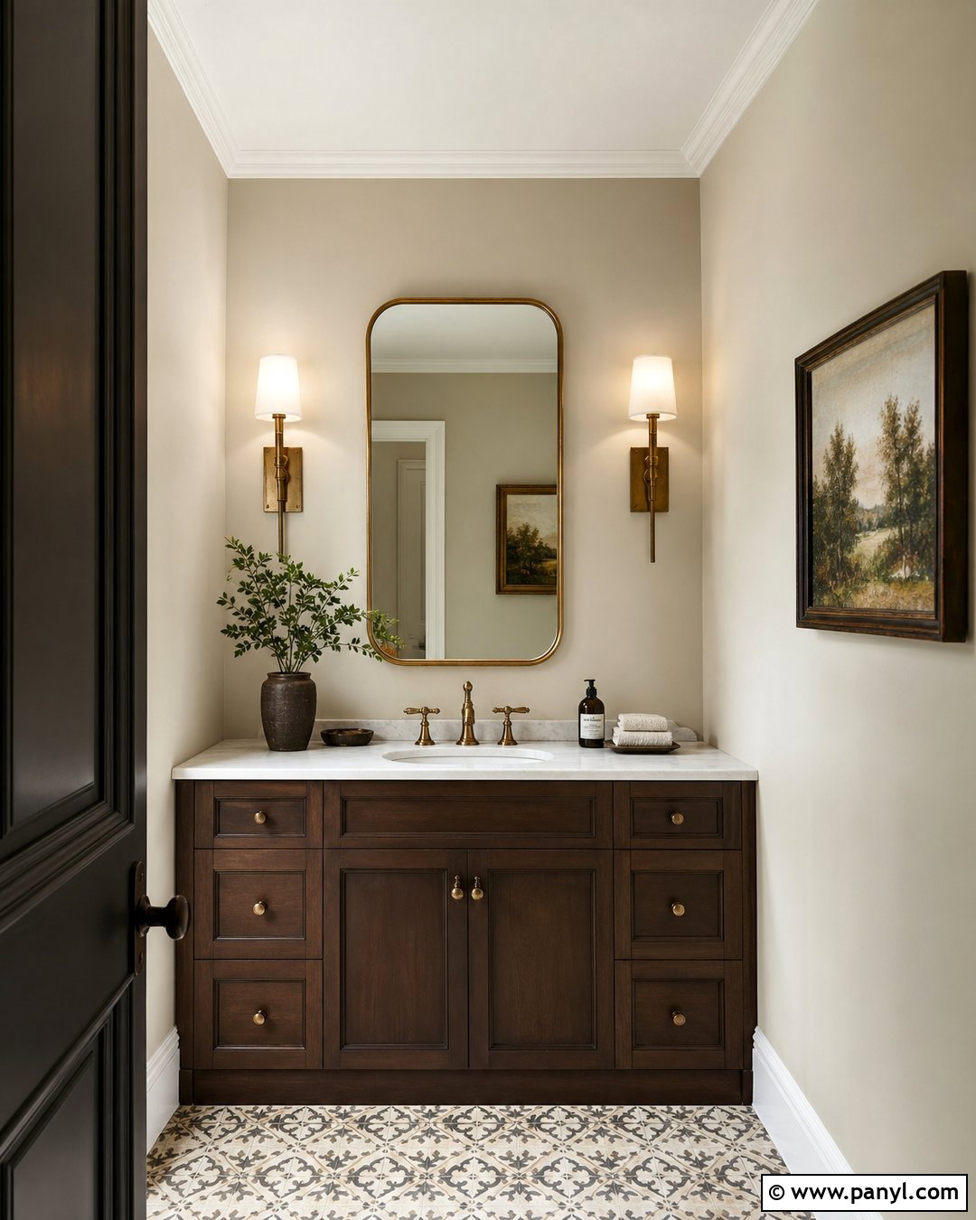 Pale Oak Powder Room - 30 Pale Oak Walls