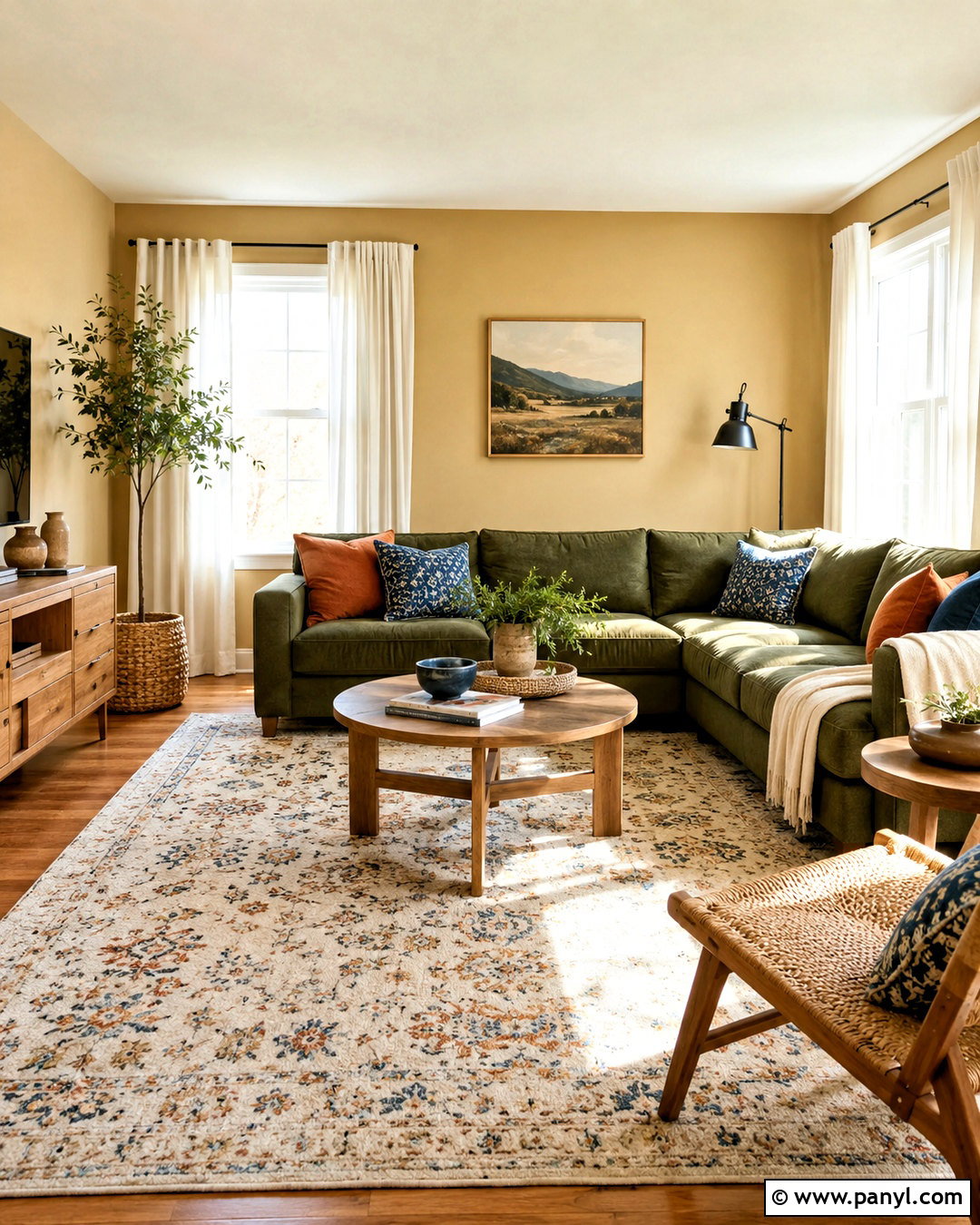 Pale Ochre Walls With Olive Green Couch - 20 Wall Color For Olive Green Couch Ideas