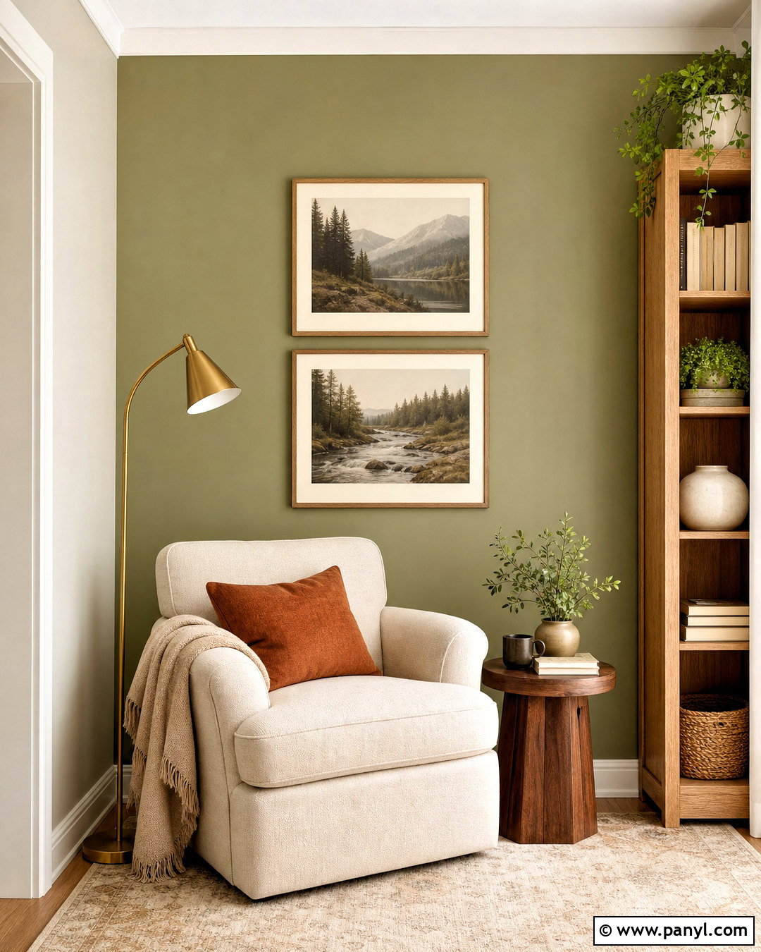 Pale Olive Reading Nook Accent Wall - 20 accent wall light color ideas