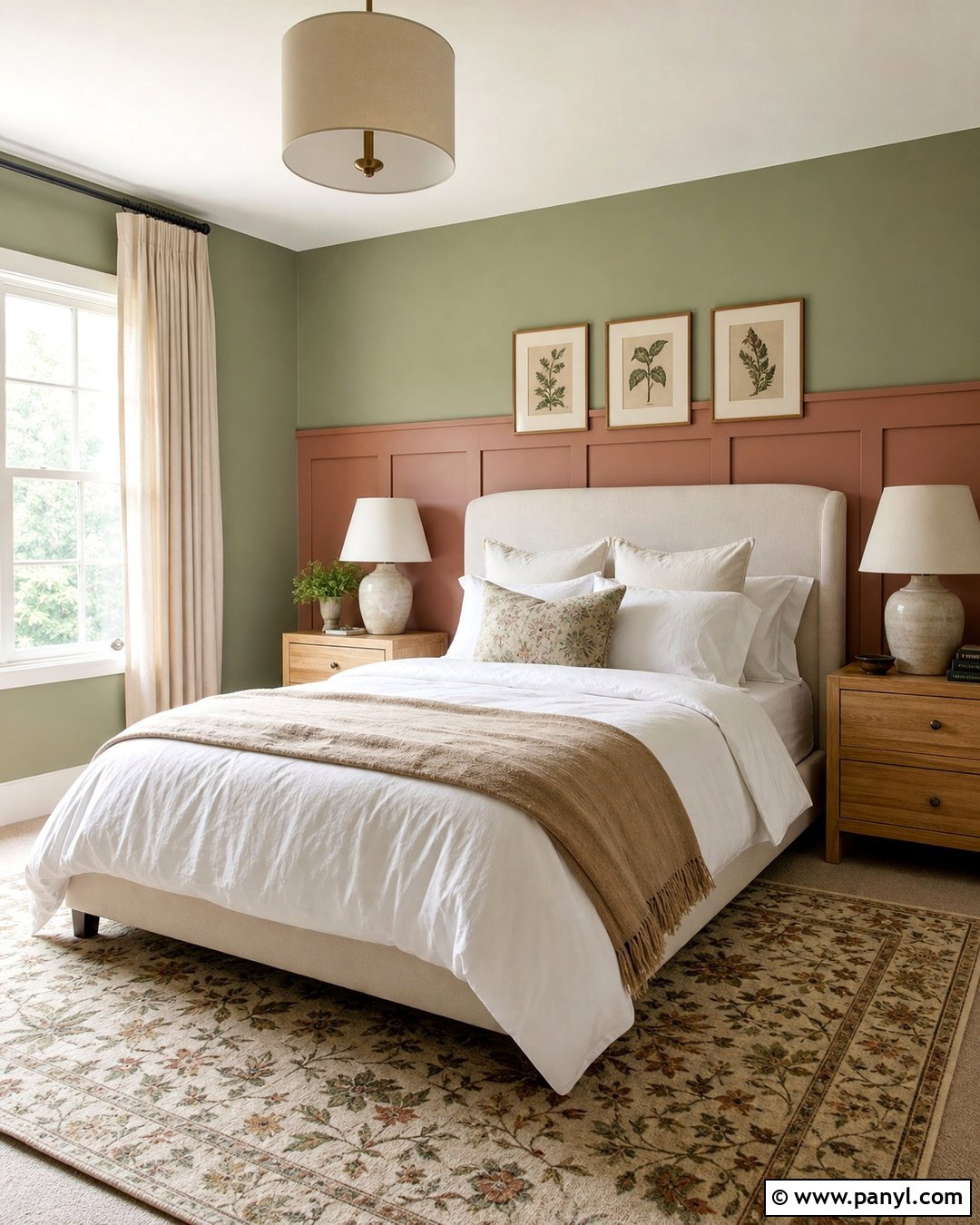 Pale Olive Walls With Blush Red Paneling - 20 Red And Green Wall Paint Ideas