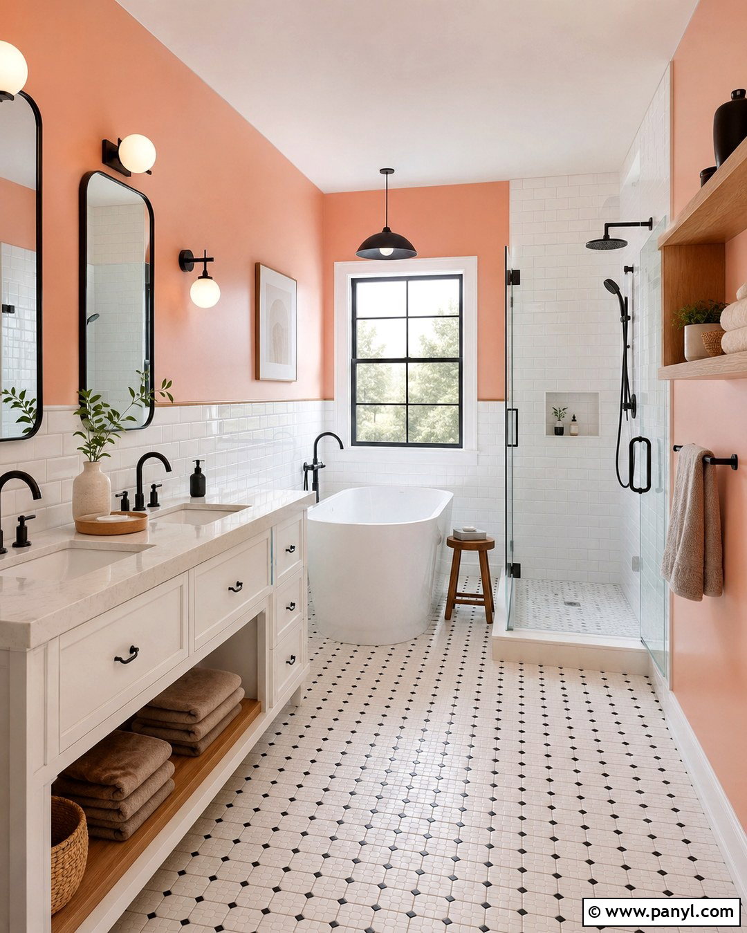 Pale Orange Bathroom With White Tile - 20 Pale Orange Wall Paint Ideas