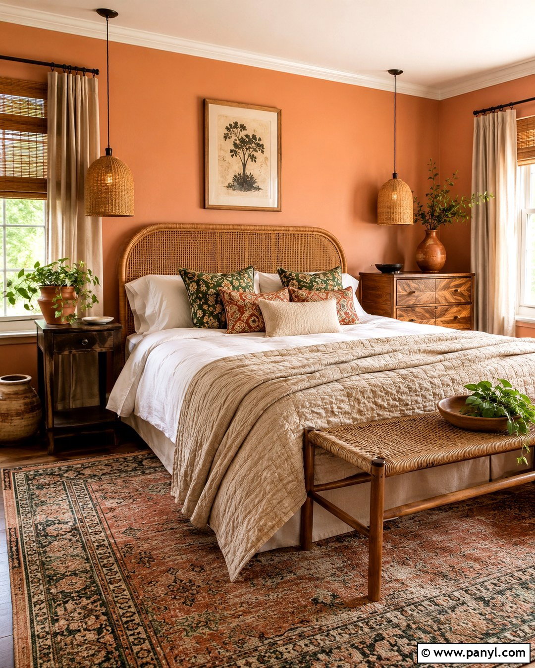 Pale Orange Boho Bedroom - 20 Pale Orange Wall Paint Ideas