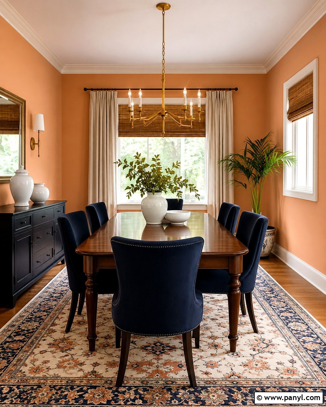 Pale Orange Dining Room With Navy Blue - 20 Pale Orange Wall Paint Ideas