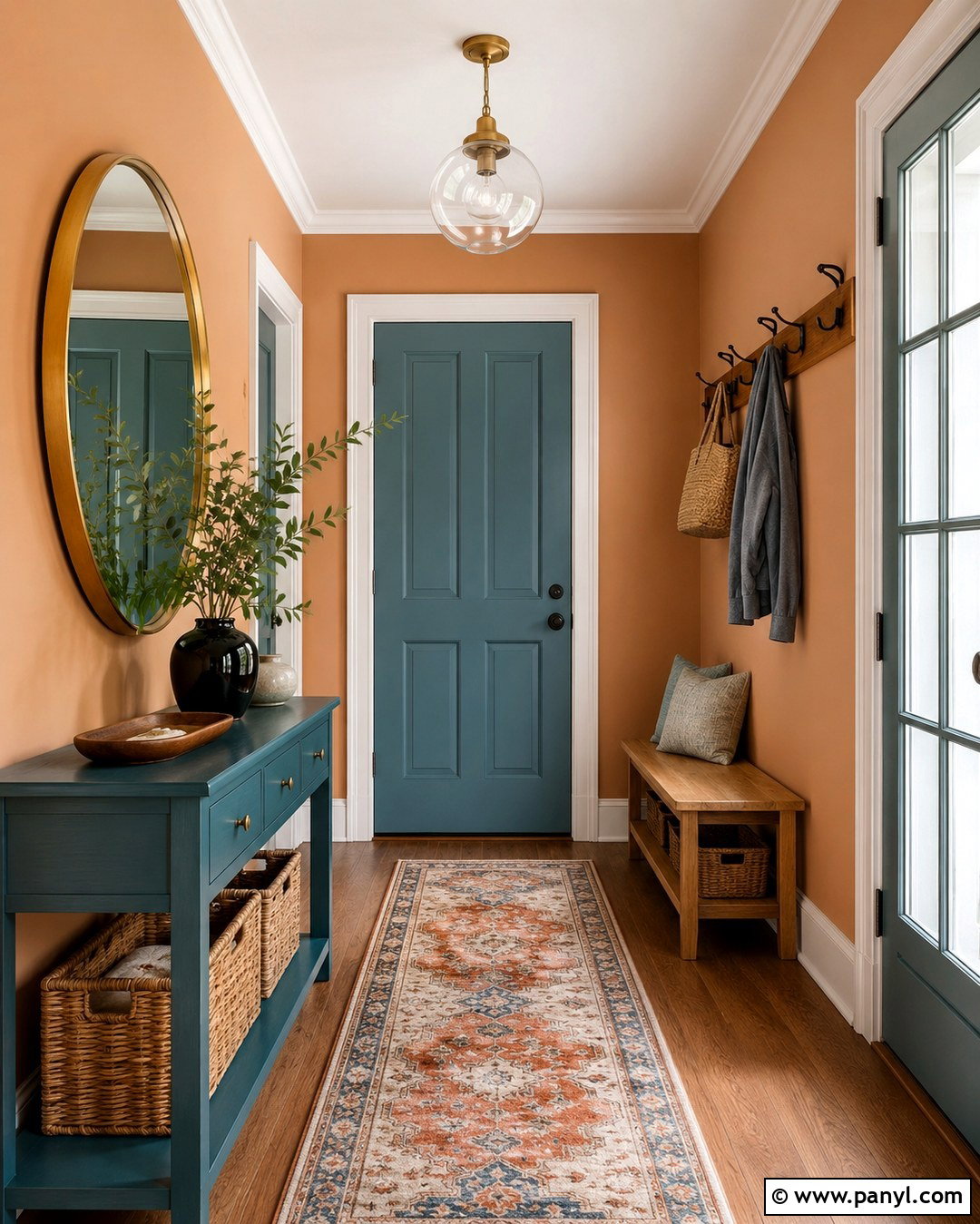 Pale Orange Entryway With Deep Teal - 20 Pale Orange Wall Paint Ideas