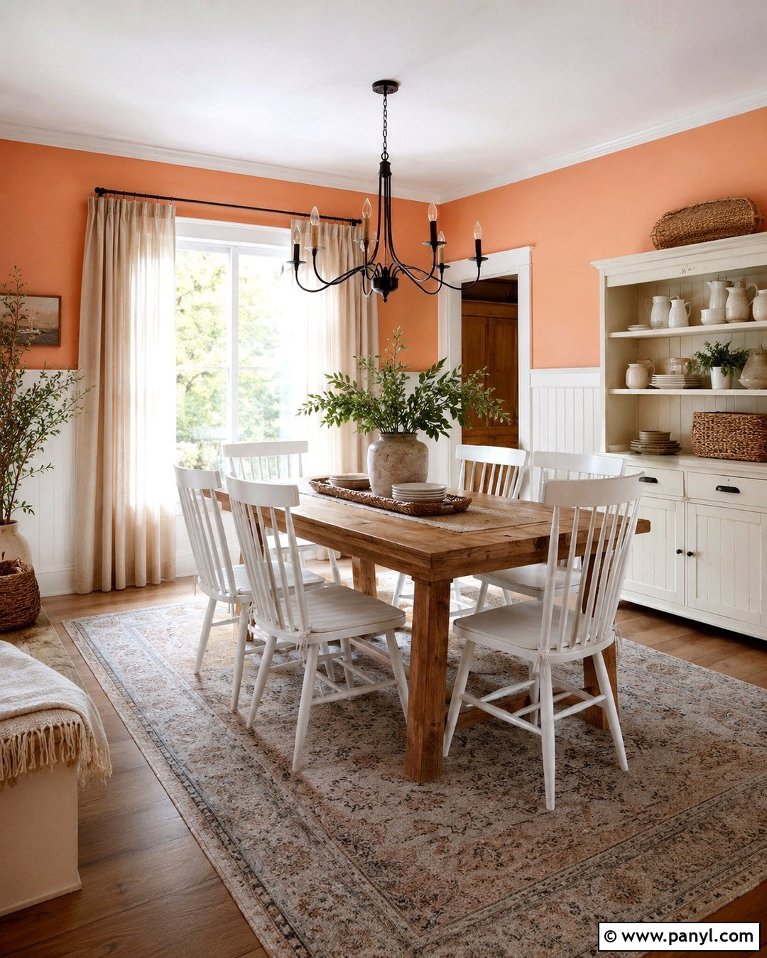 Pale Orange Farmhouse Dining Room - 20 Pale Orange Wall Paint Ideas