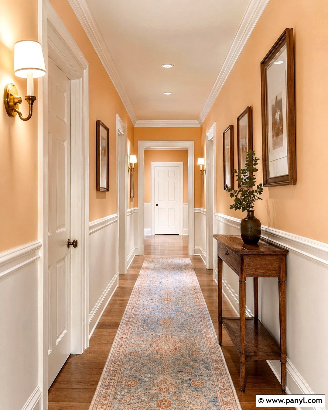 Pale Orange Hallway With Two-Tone Walls - 20 Pale Orange Wall Paint Ideas