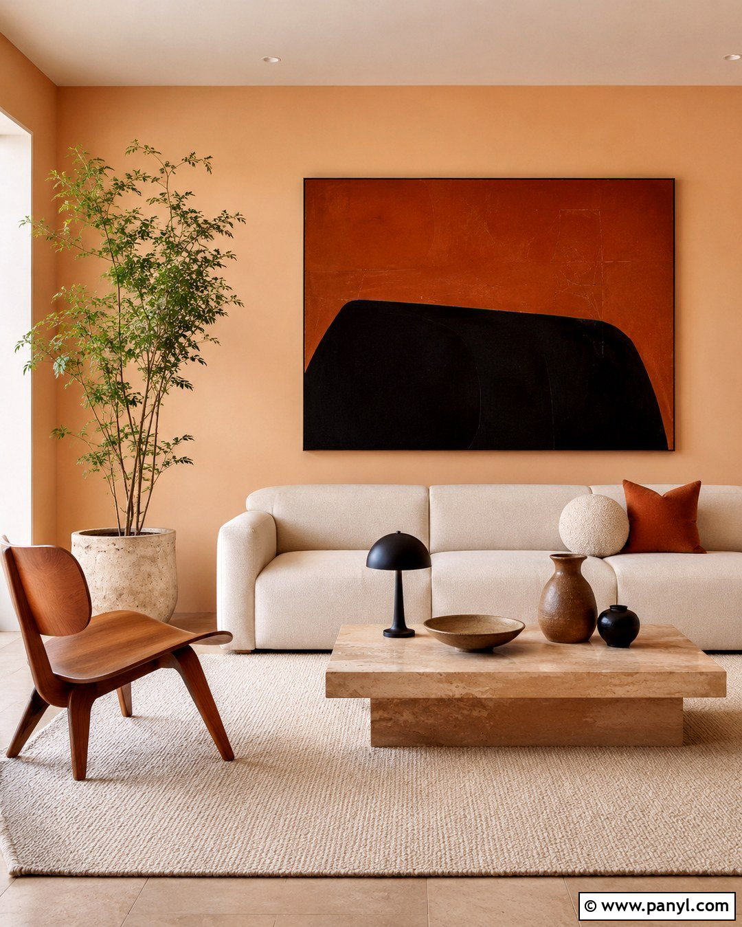 Pale Orange Modern Minimalist Room - 20 Pale Orange Wall Paint Ideas