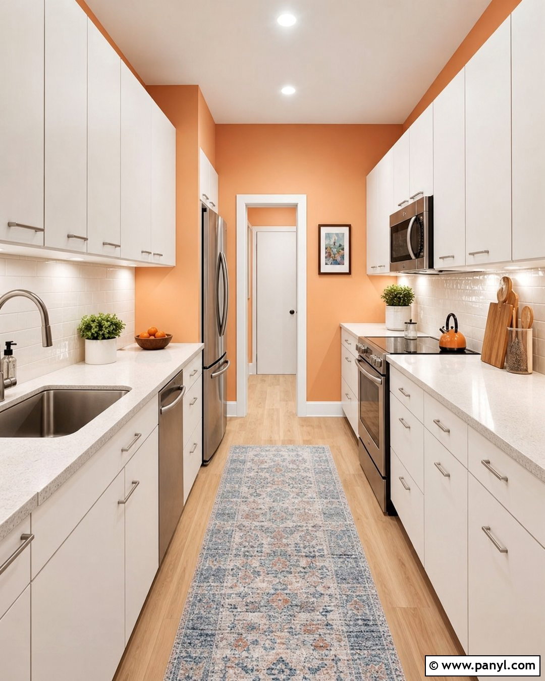 Pale Orange Walls In A Galley Kitchen - 20 Orange Wall Paint Ideas Kitchen Ideas