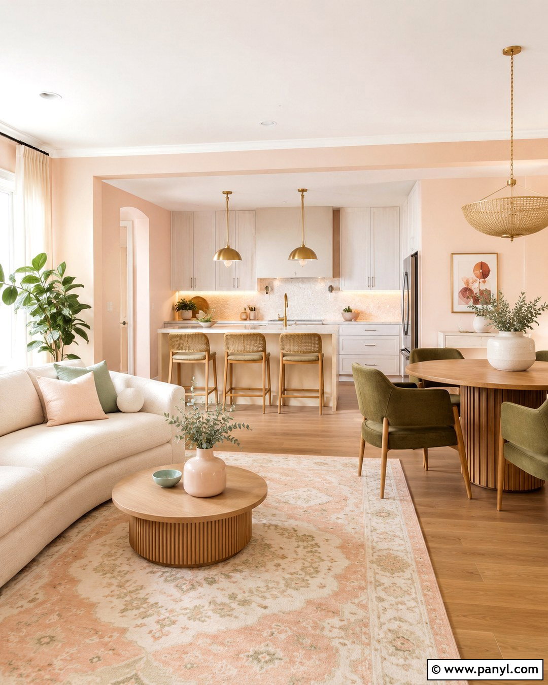 Pale Peach Open Plan Walls - 20 Open Plan Wall Colour Ideas