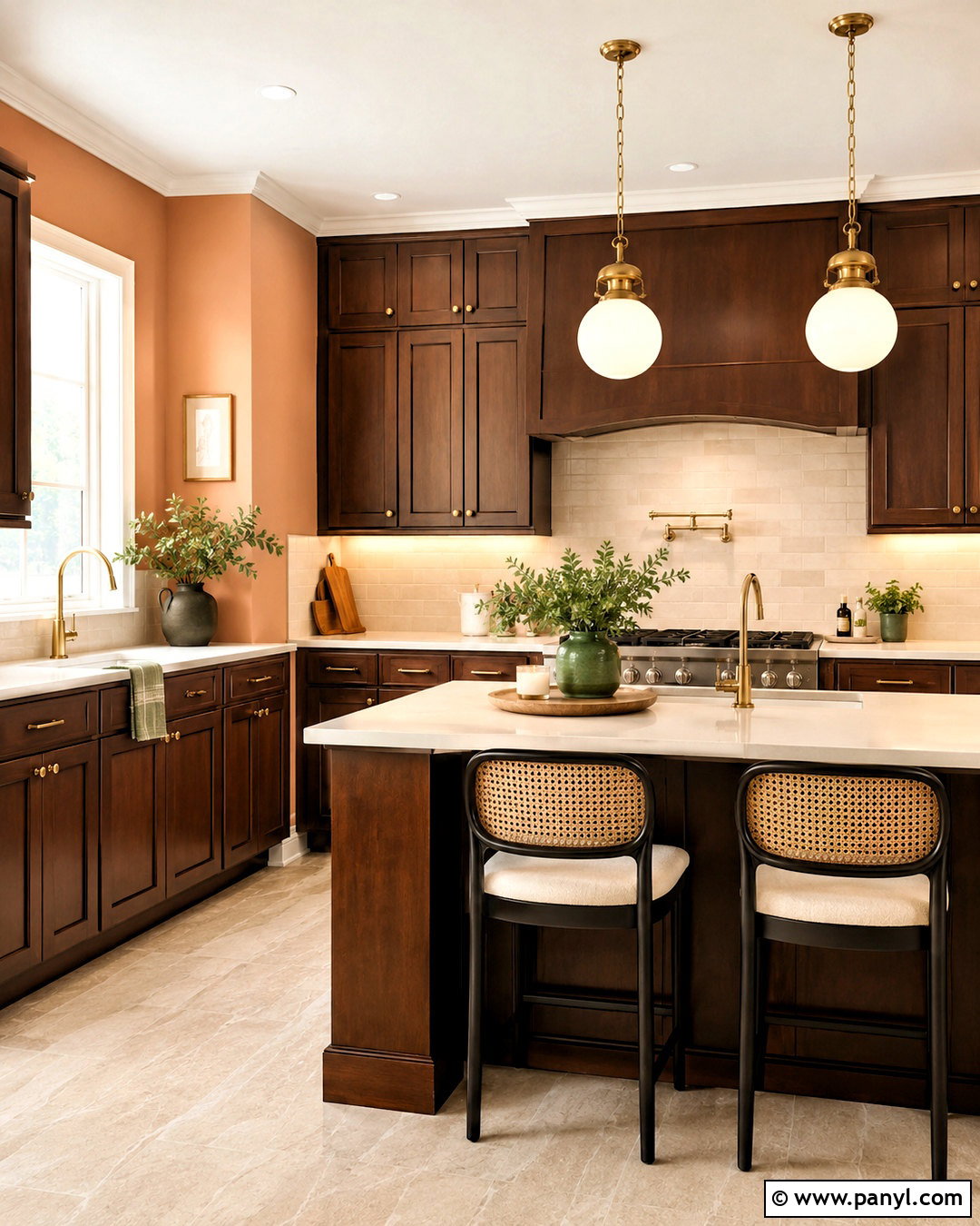 Pale Peach Walls With Dark Brown Cabinets - 20 Wall Color For Dark Brown Cabinets