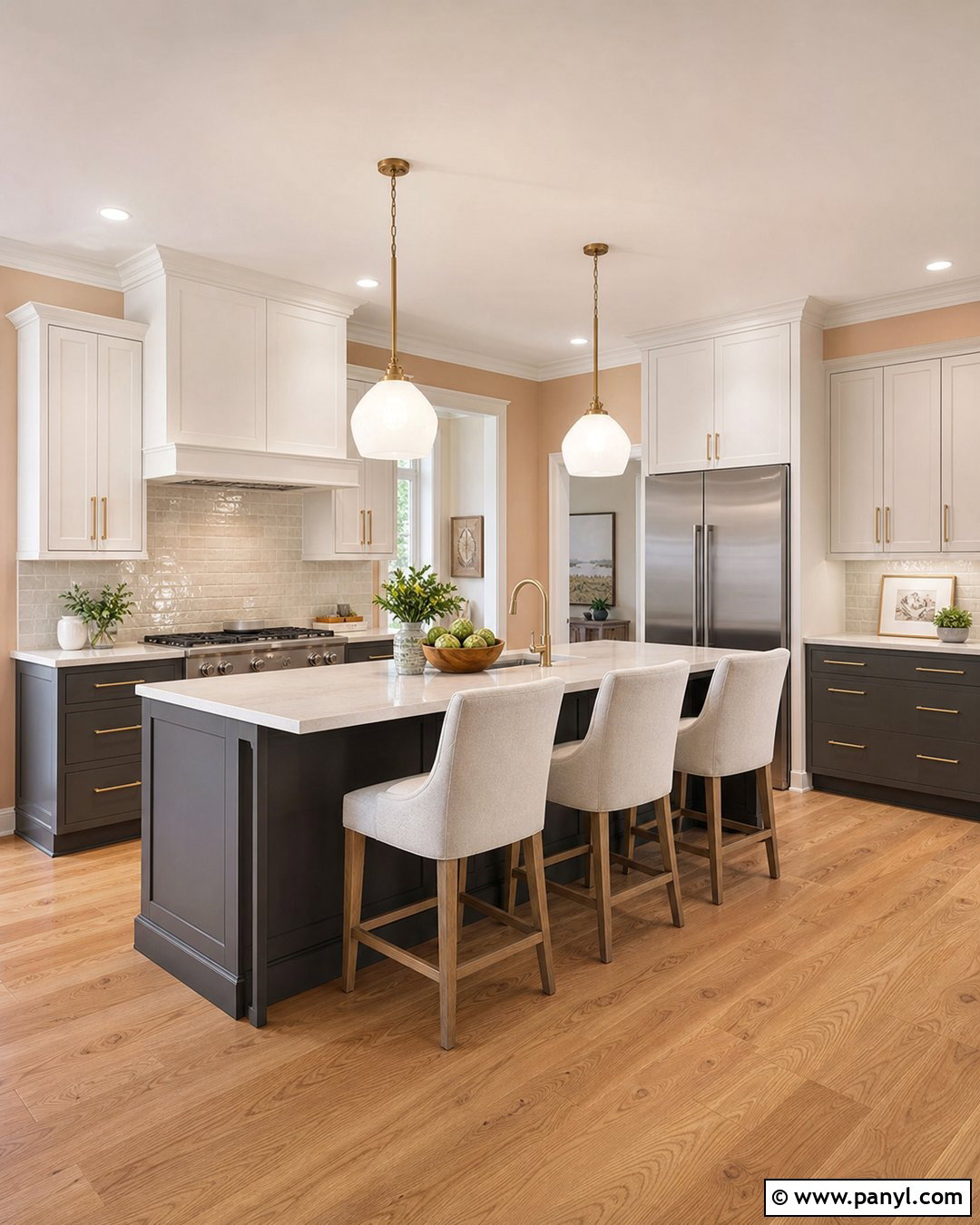 Pale Peach Walls With Grey Kitchen Cabinets - 30 Grey Kitchen Cabinets Wall Color Ideas