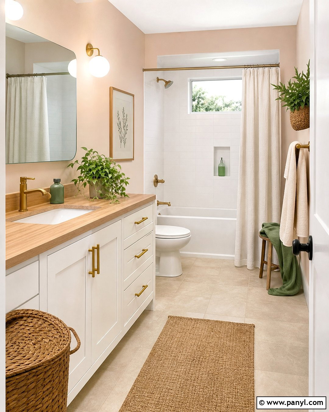Pale Peach Walls With Sand Tile Floors - 25 Wall Floor Color Combination Ideas