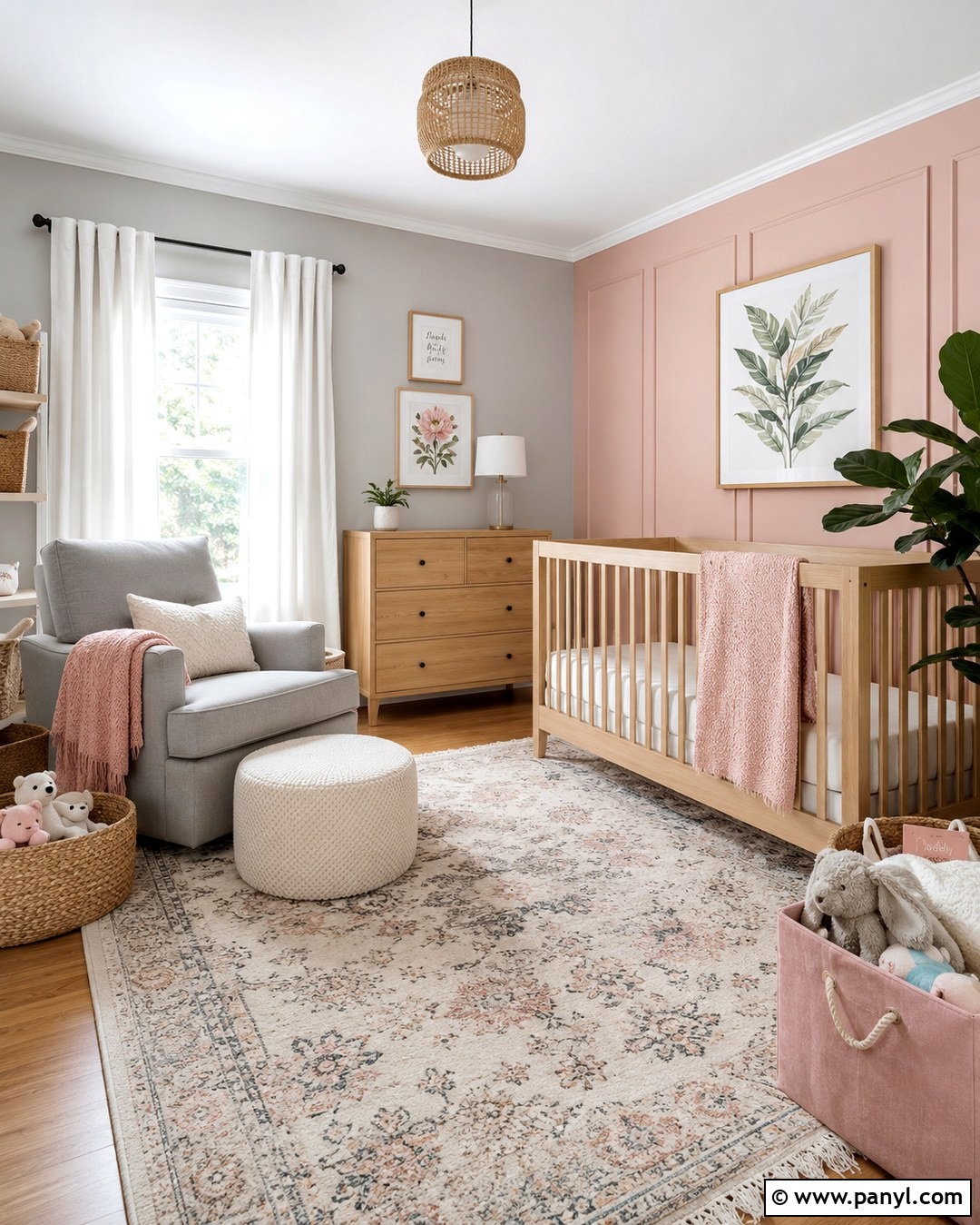 Pale Pink Accent Wall Nursery - 20 Grey Walls With Pink Accent Wall Ideas