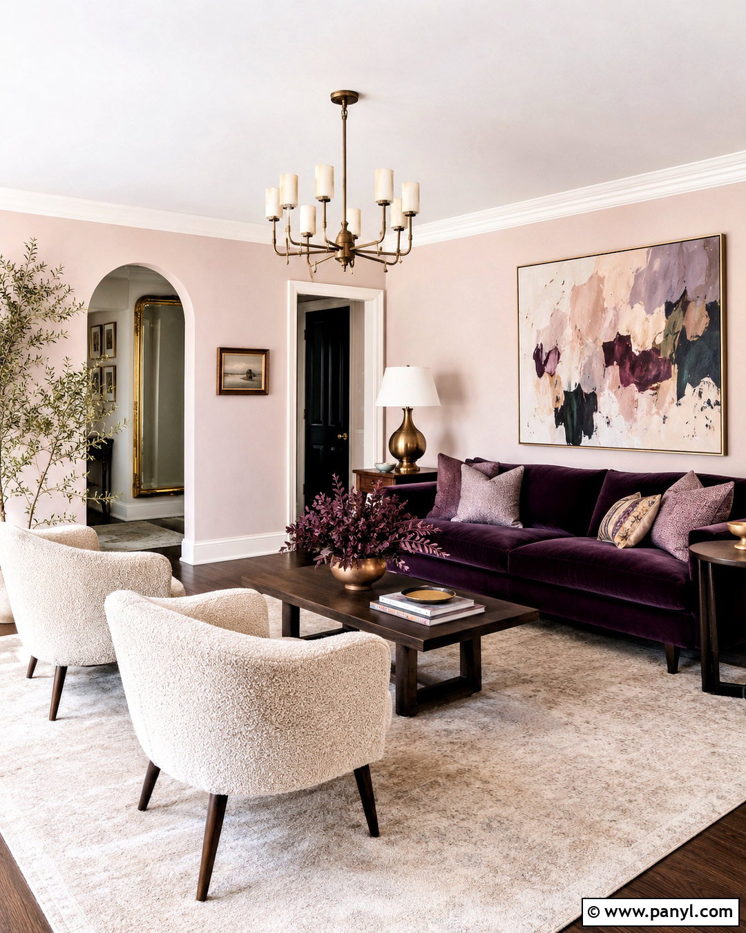 Pale Pink And Deep Plum Living Room - 20 color combinations home living rooms