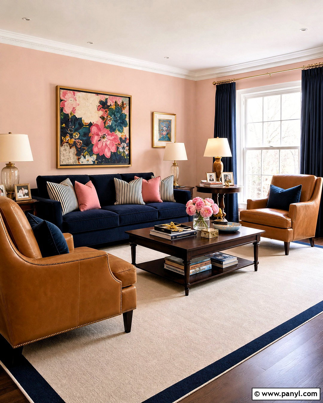 Pale Pink And Navy Living Room - 20 pale pink room ideas