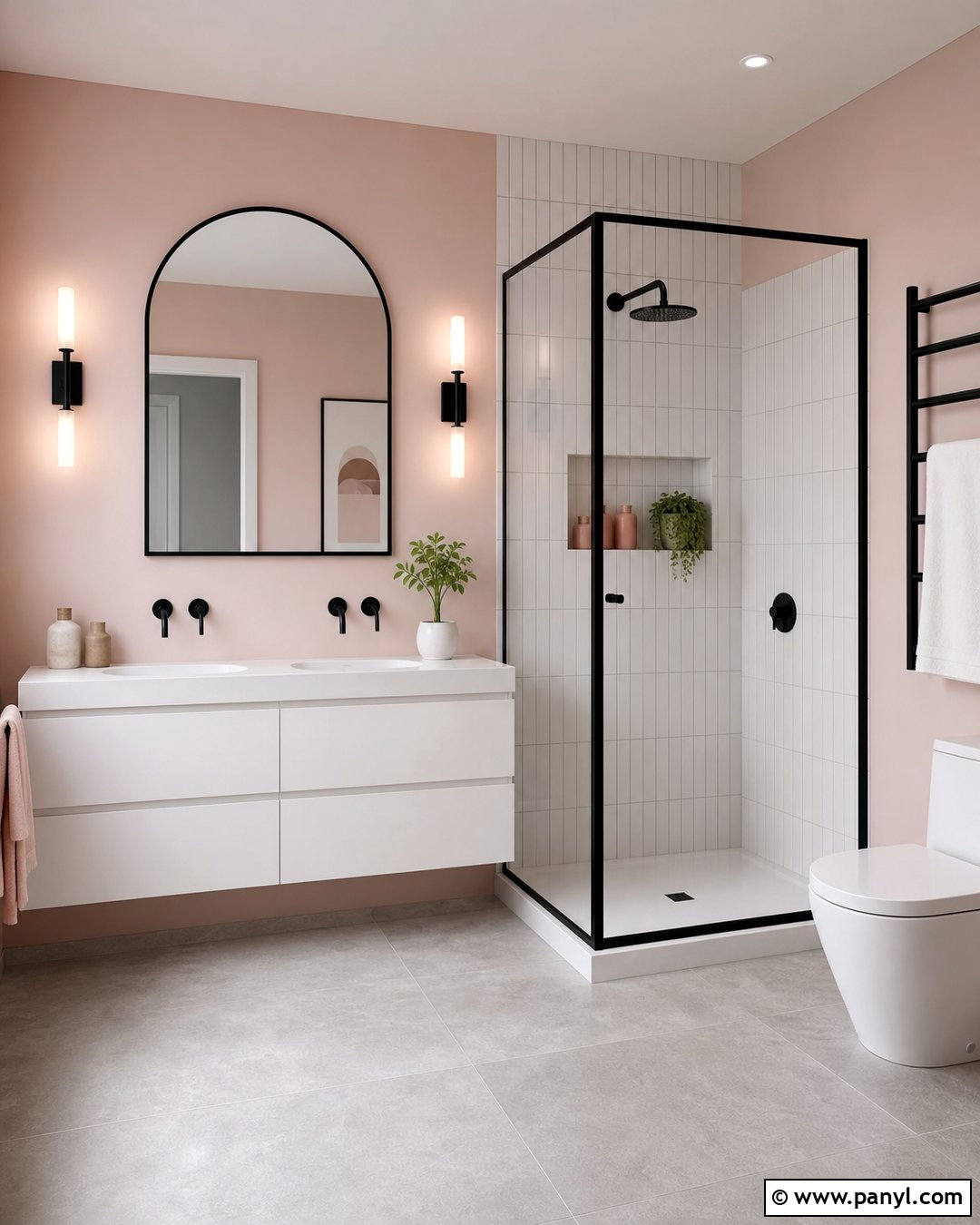 Pale Pink Bathroom Walls With Black Fixtures - 25 Pale Pink Bathroom Walls
