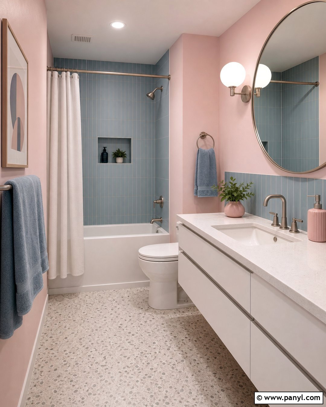 Pale Pink Bathroom Walls With Blue Tile - 25 Pale Pink Bathroom Walls