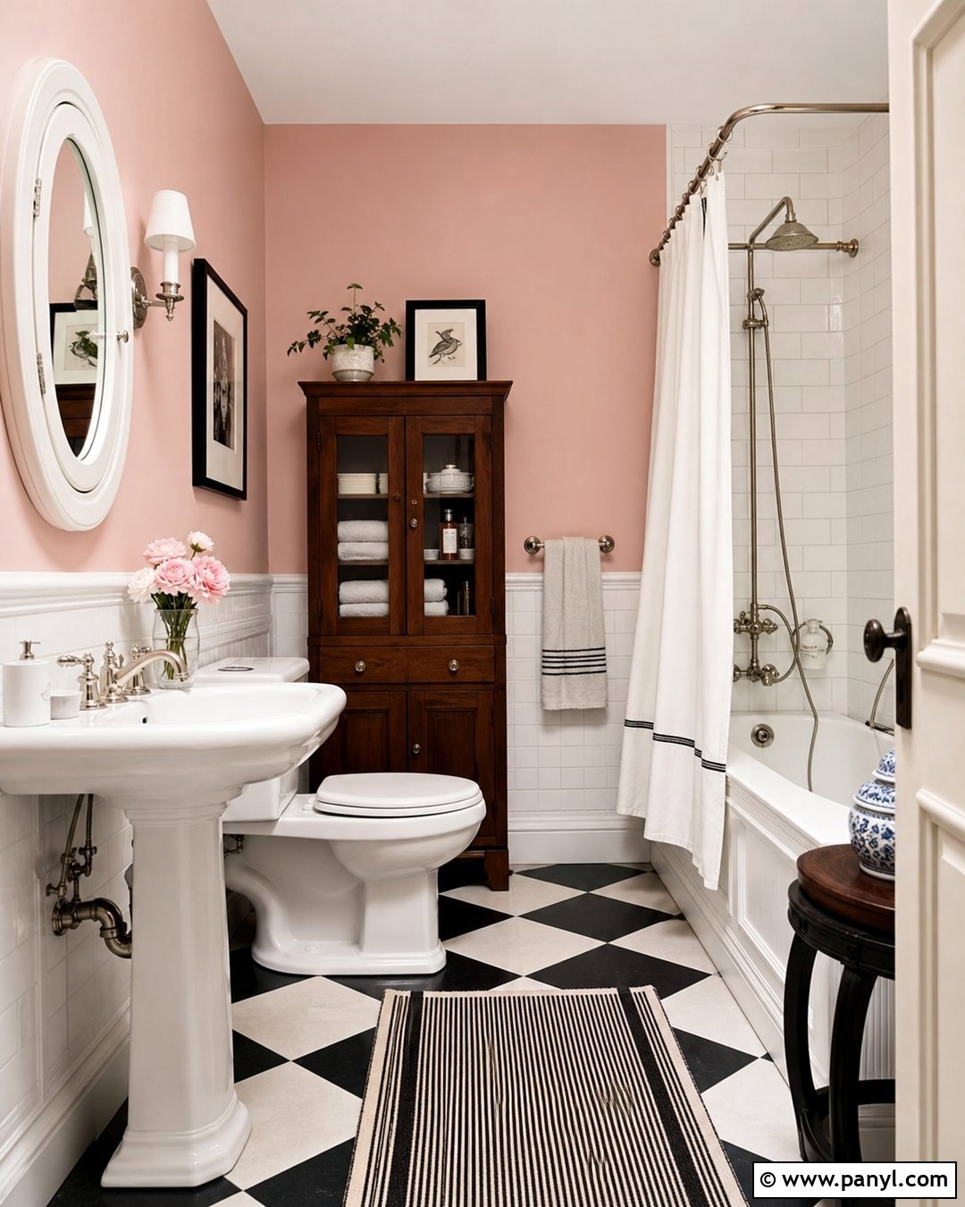 Pale Pink Bathroom Walls With Checkerboard Floor - 25 Pale Pink Bathroom Walls