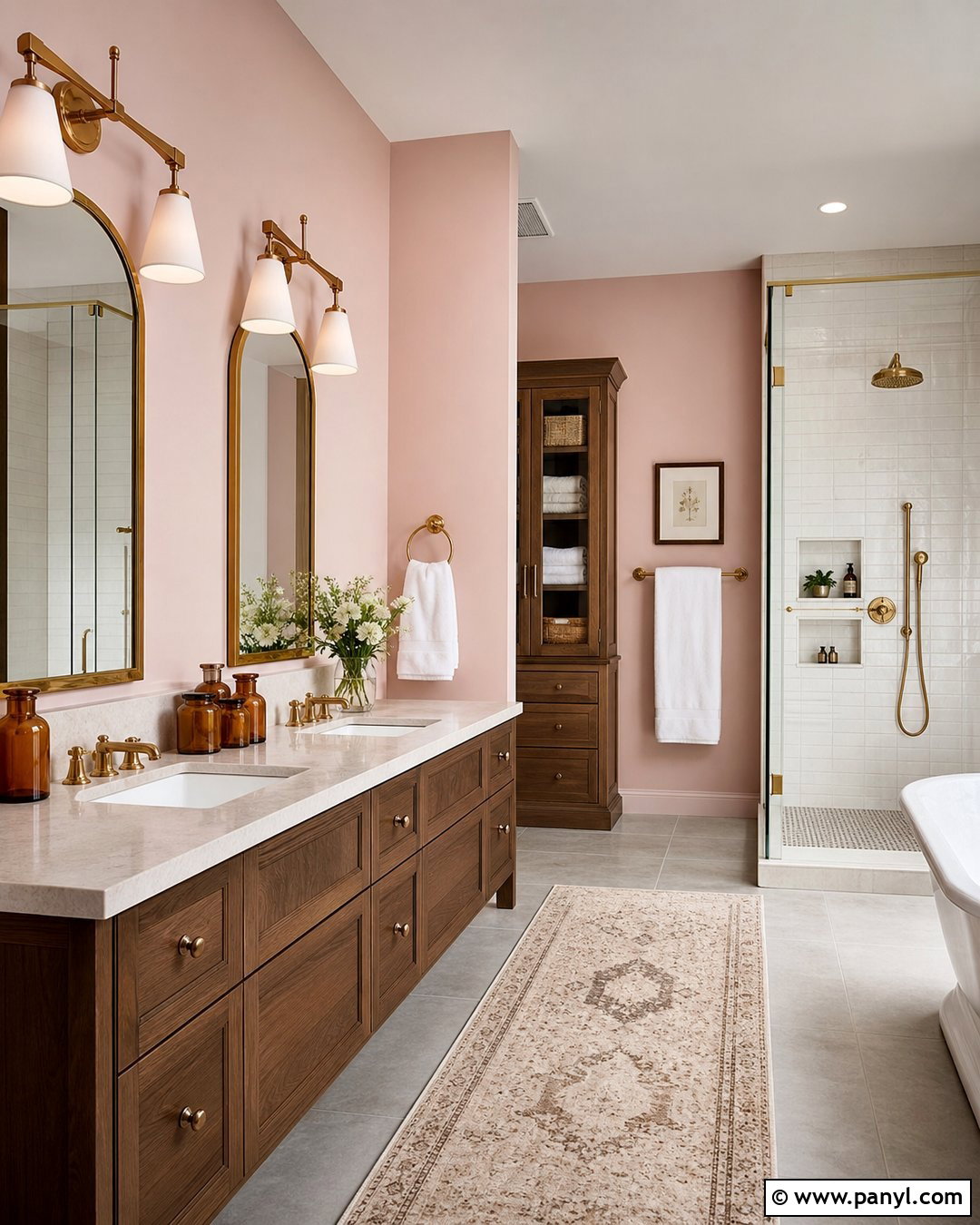 Pale Pink Bathroom Walls With Double Vanity - 25 Pale Pink Bathroom Walls