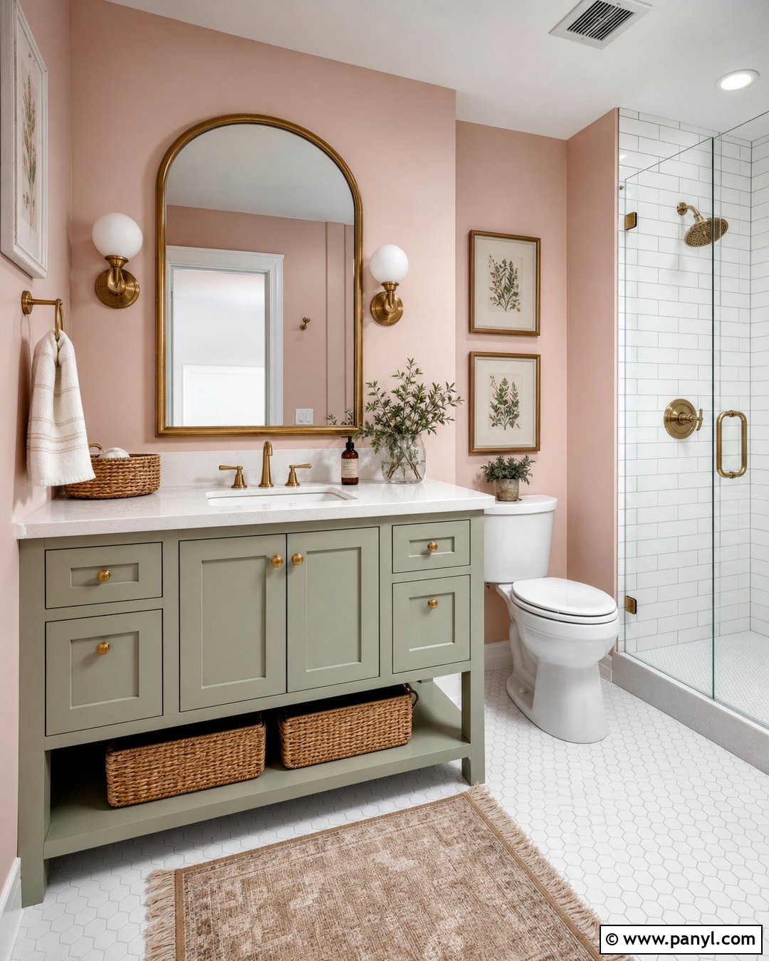 Pale Pink Bathroom Walls With Sage Green Vanity - 25 Pale Pink Bathroom Walls