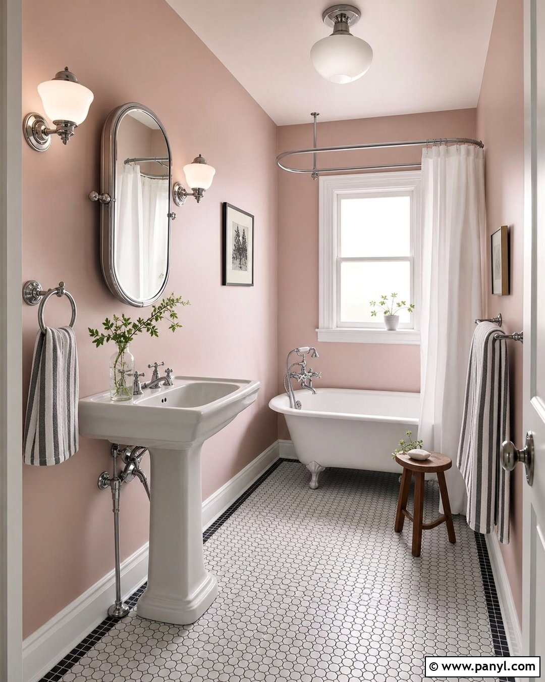 Pale Pink Bathroom Walls With Vintage Fixtures - 25 Pale Pink Bathroom Walls