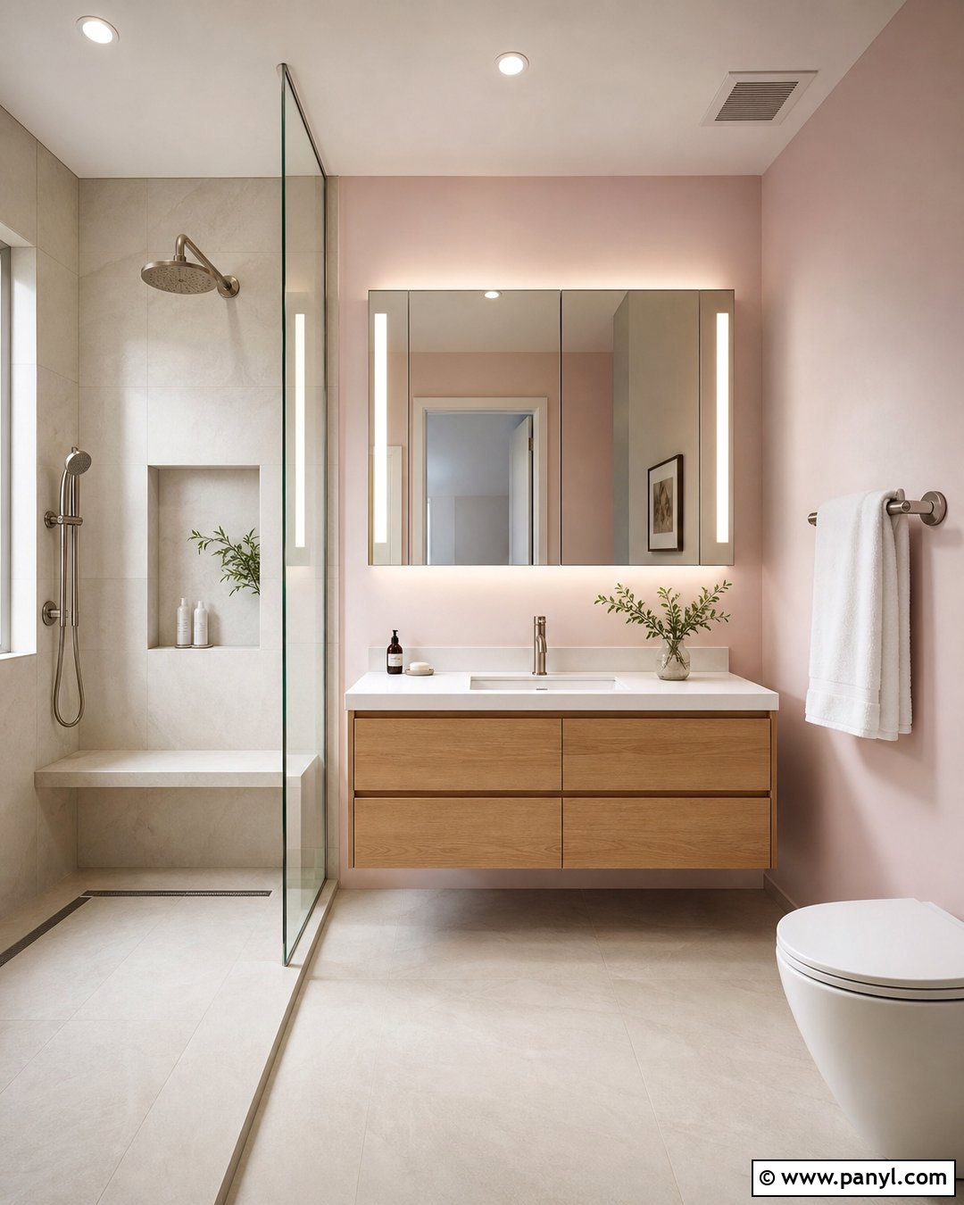 Pale Pink Bathroom Walls With Walk-In Shower - 25 Pale Pink Bathroom Walls
