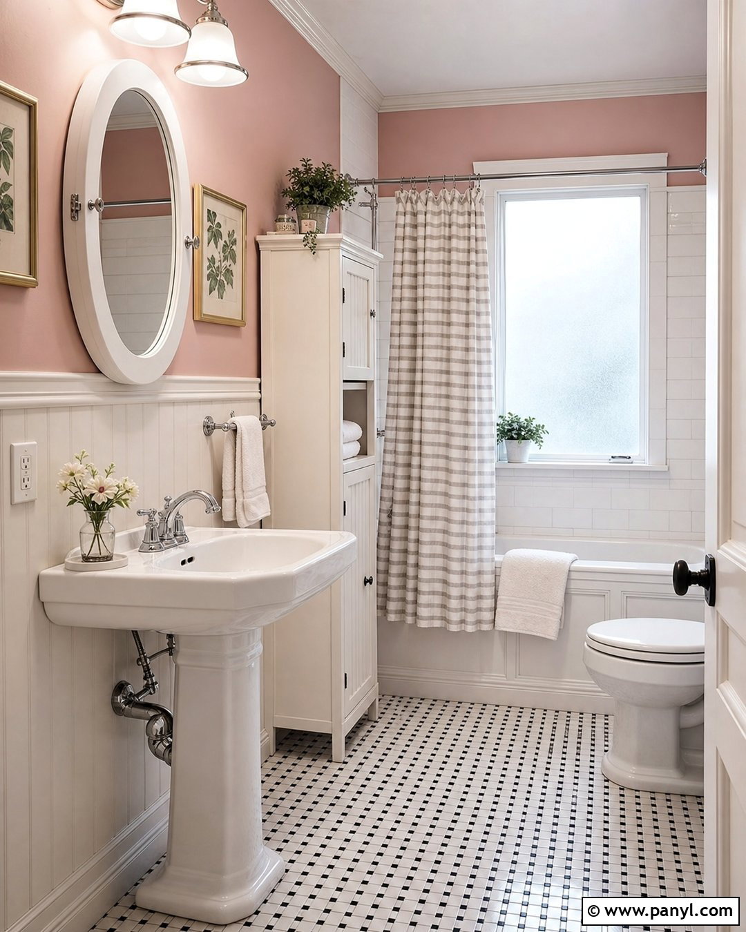 Pale Pink Bathroom Walls With White Beadboard - 25 Pale Pink Bathroom Walls