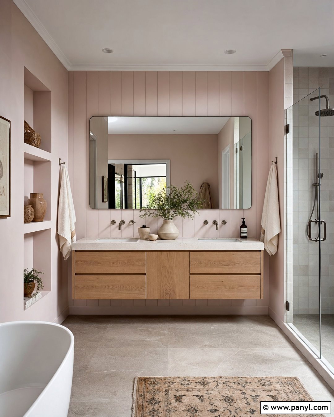 Pale Pink Bathroom Walls With Wood Paneling - 25 Pale Pink Bathroom Walls