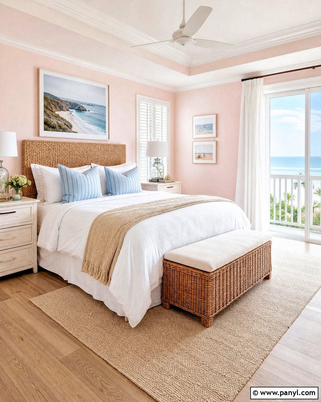 Pale Pink Coastal Bedroom - 20 pale pink room ideas