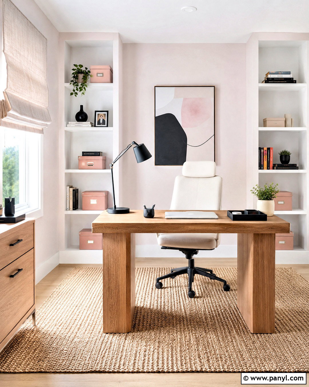 Pale Pink Home Office - 20 pink colour room ideas