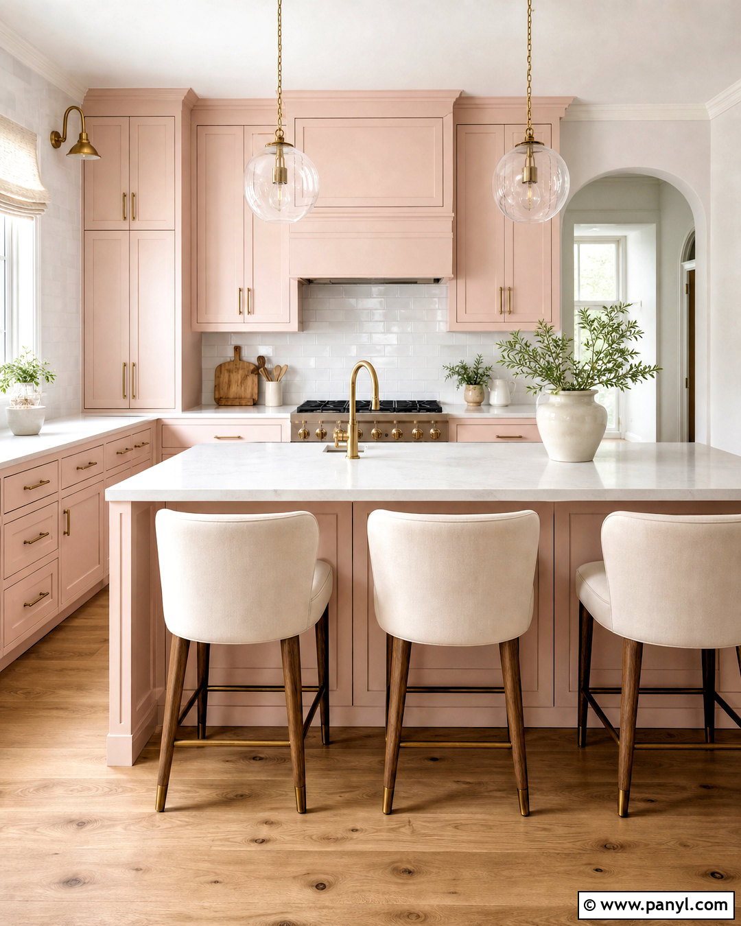 Pale Pink Kitchen Cabinets With Brass Hardware - 20 pale pink kitchen ideas