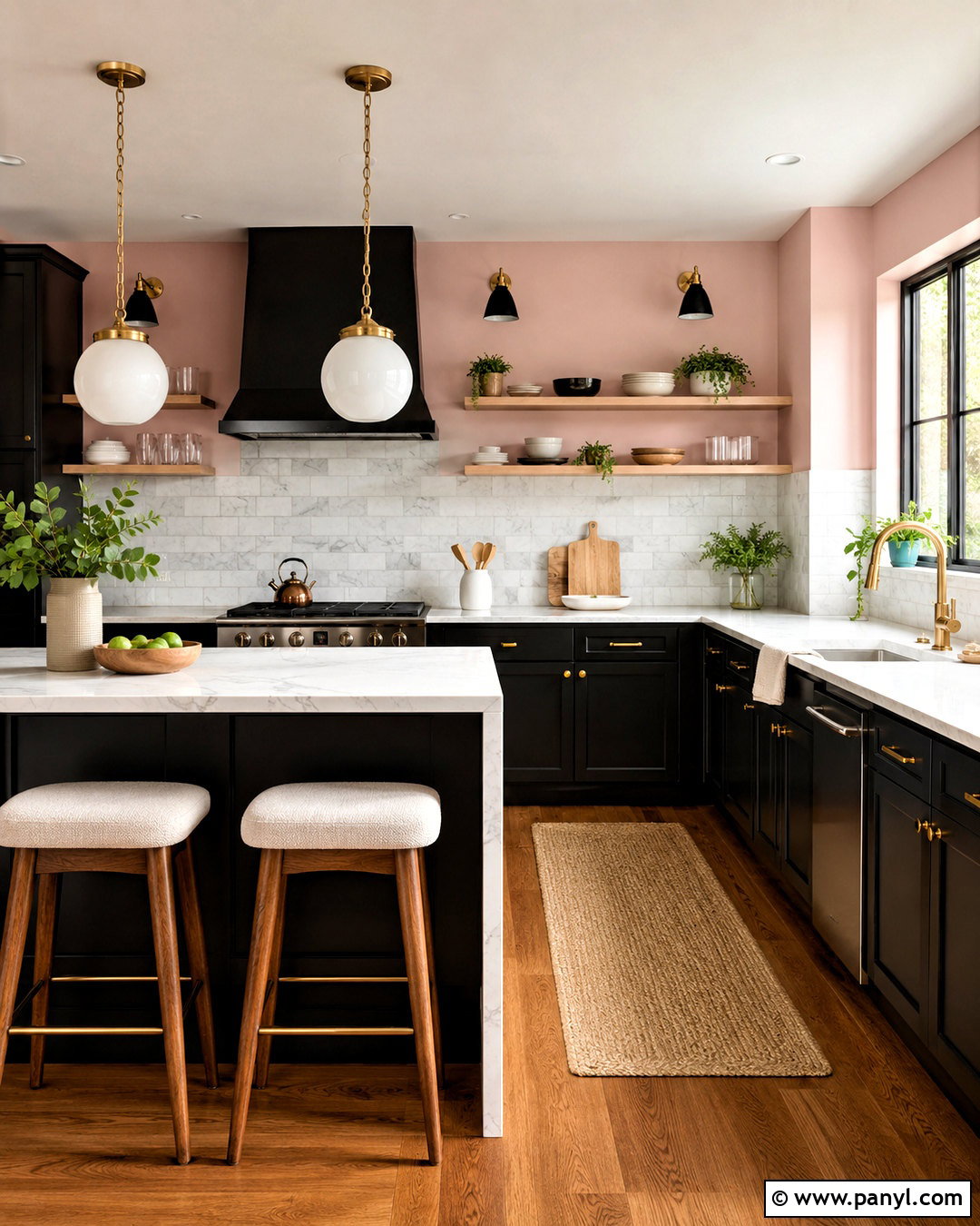 Pale Pink Kitchen Walls With Black Cabinets - 40 pink kitchen walls