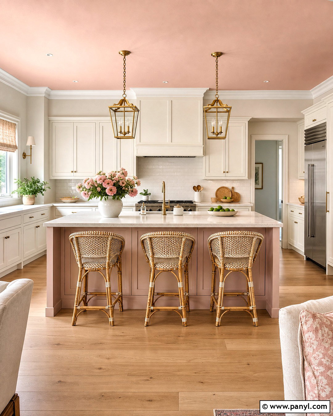 Pale Pink Kitchen With A Painted Ceiling - 20 pale pink kitchen ideas