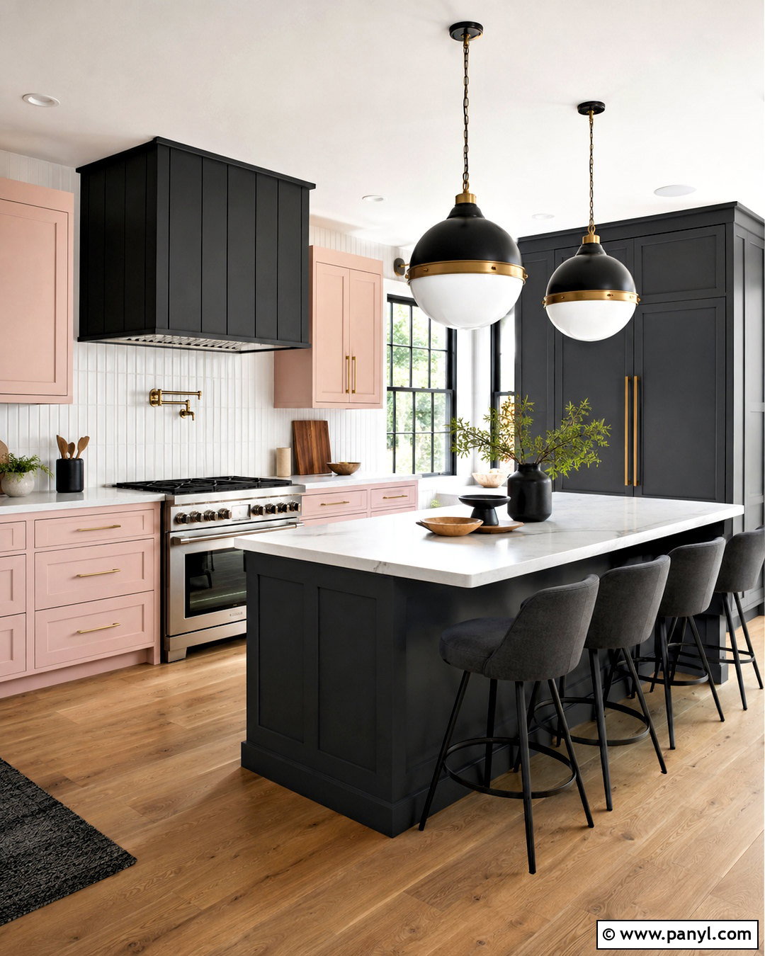 Pale Pink Kitchen With Charcoal Grey Accents - 20 pink and grey kitchen ideas