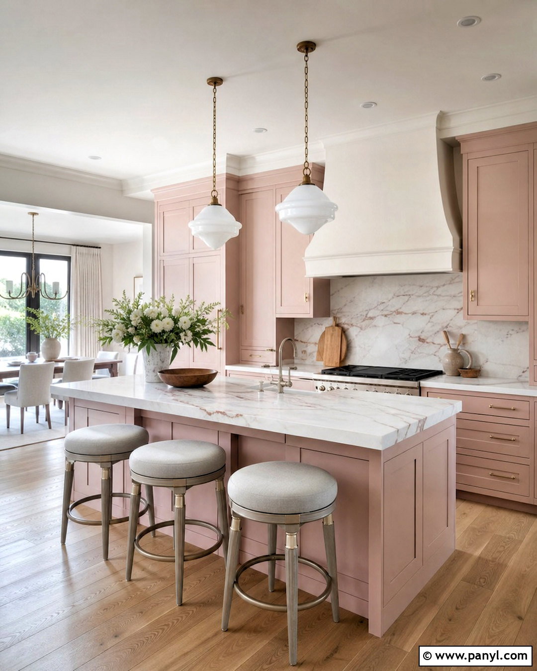 Pale Pink Kitchen With Marble Countertops - 20 pale pink kitchen ideas