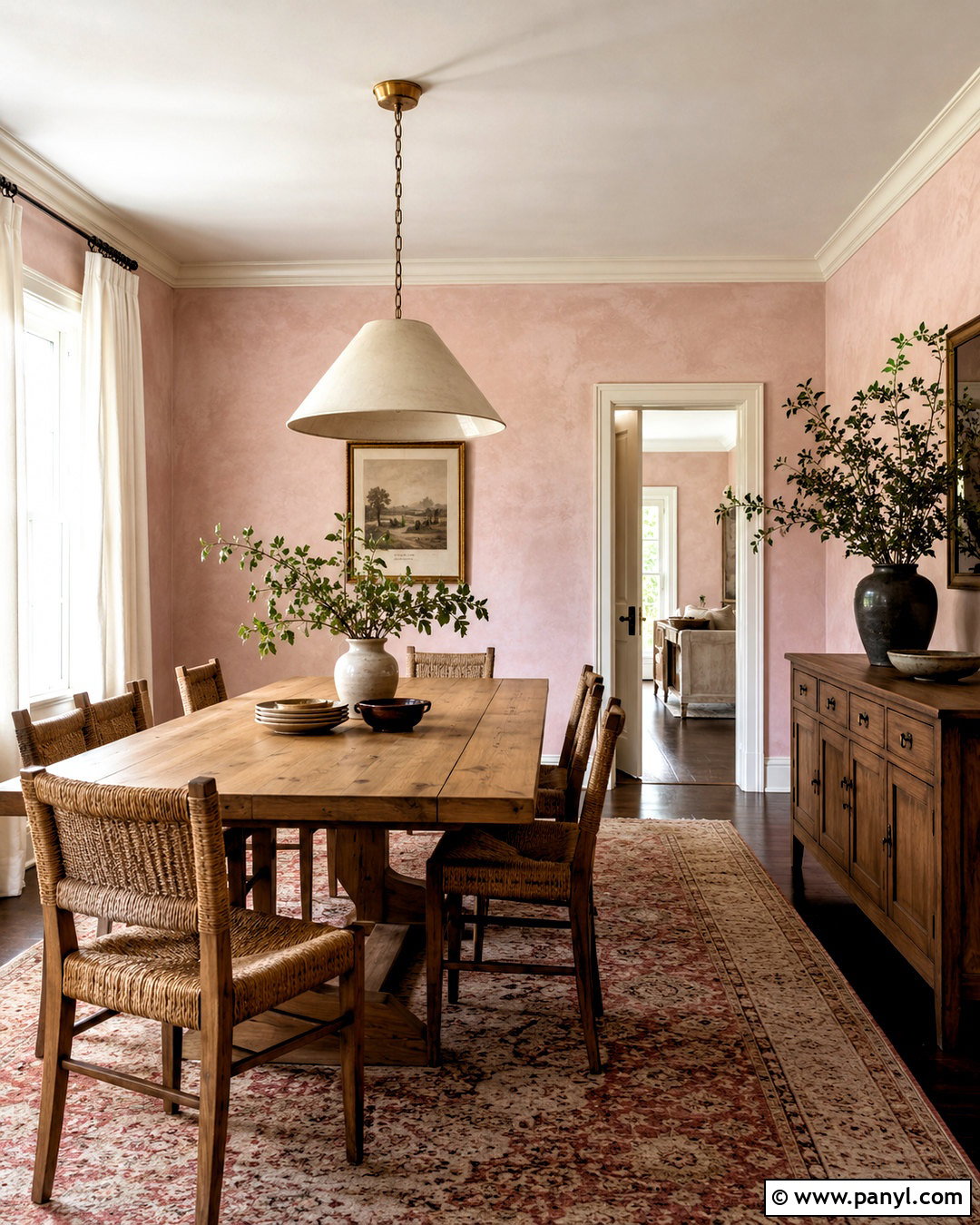 Pale Pink Limewash Dining Room - 20 pink lime wash ideas