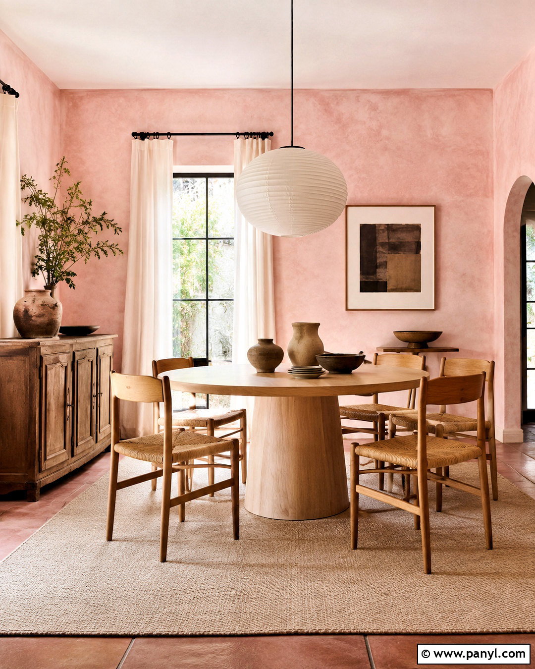 Pale Pink Limewash Dining Room - 40 Pink Limewash Wall Ideas