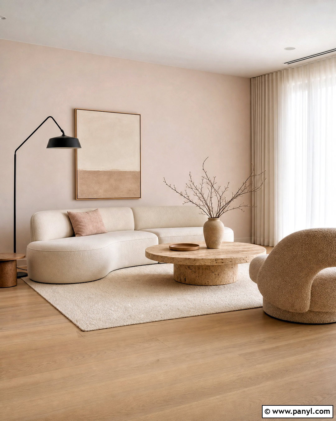 Pale Pink Minimalist Living Room - 20 pale pink room ideas