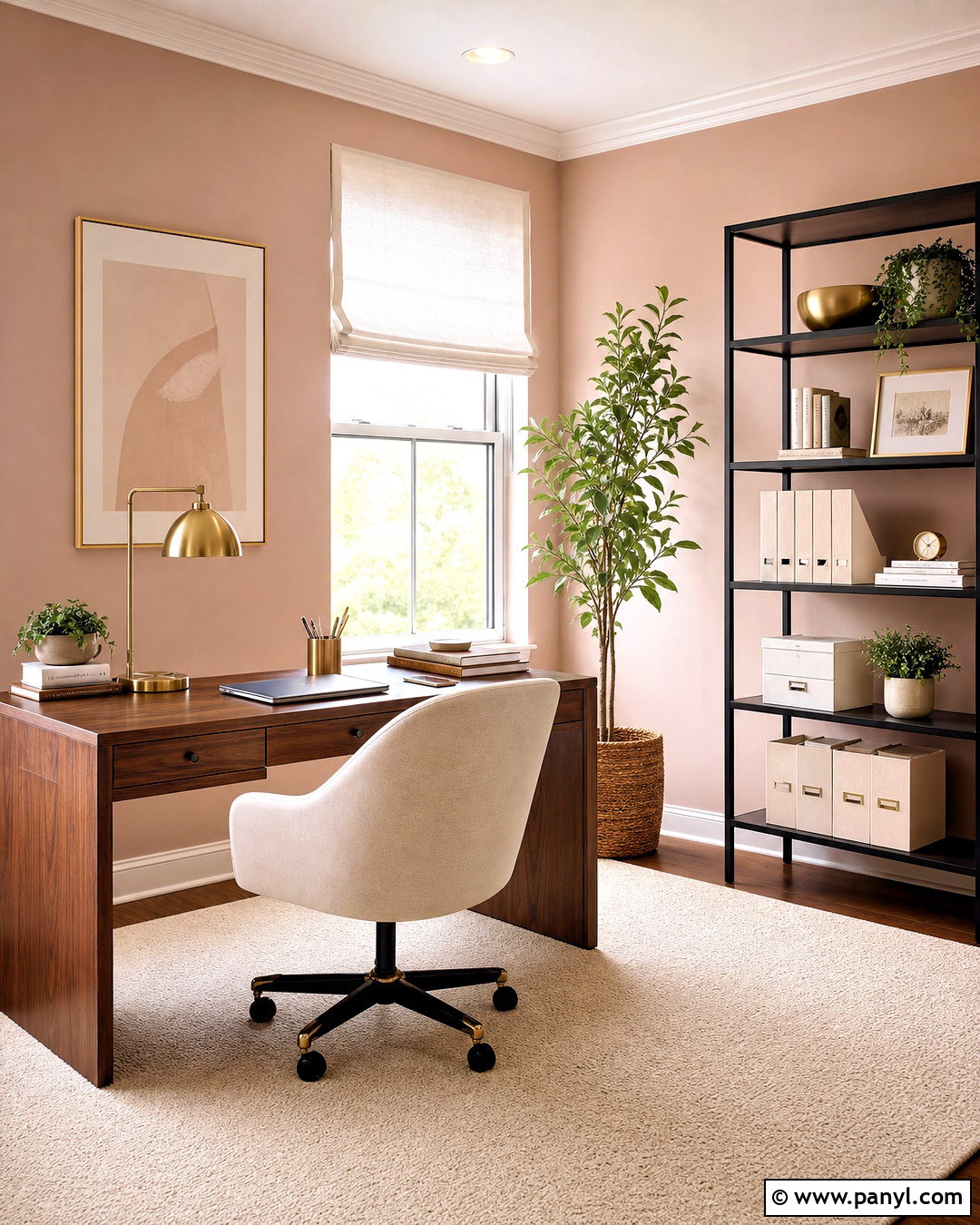 Pale Pink Modern Home Office - 20 pale pink room ideas
