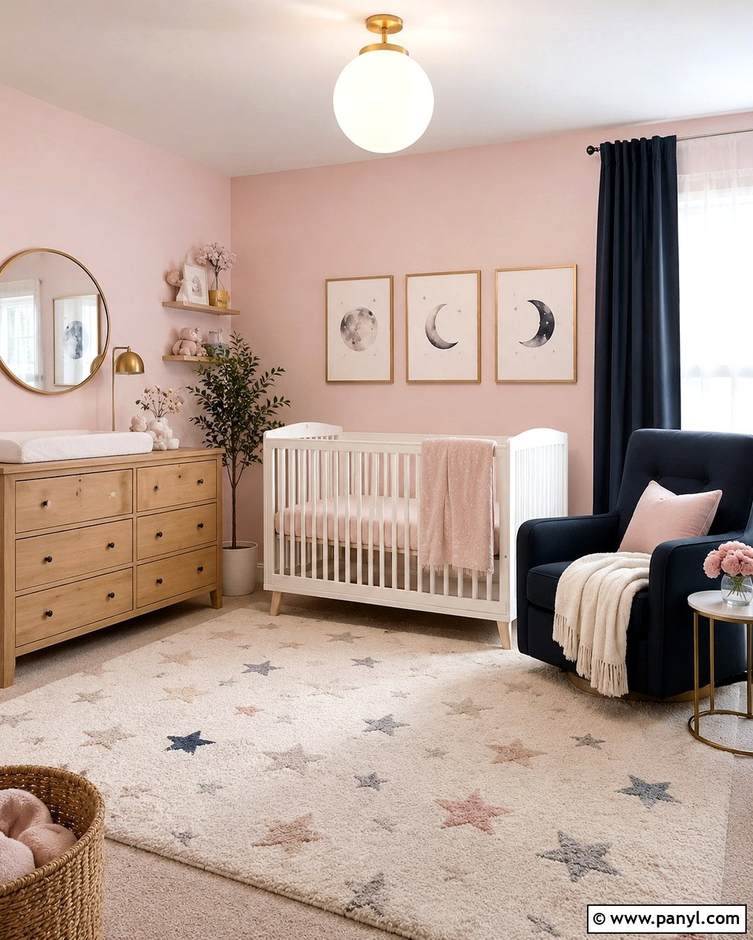 Pale Pink Nursery Walls With Celestial Decor - 20 Pale Pink Nursery Walls