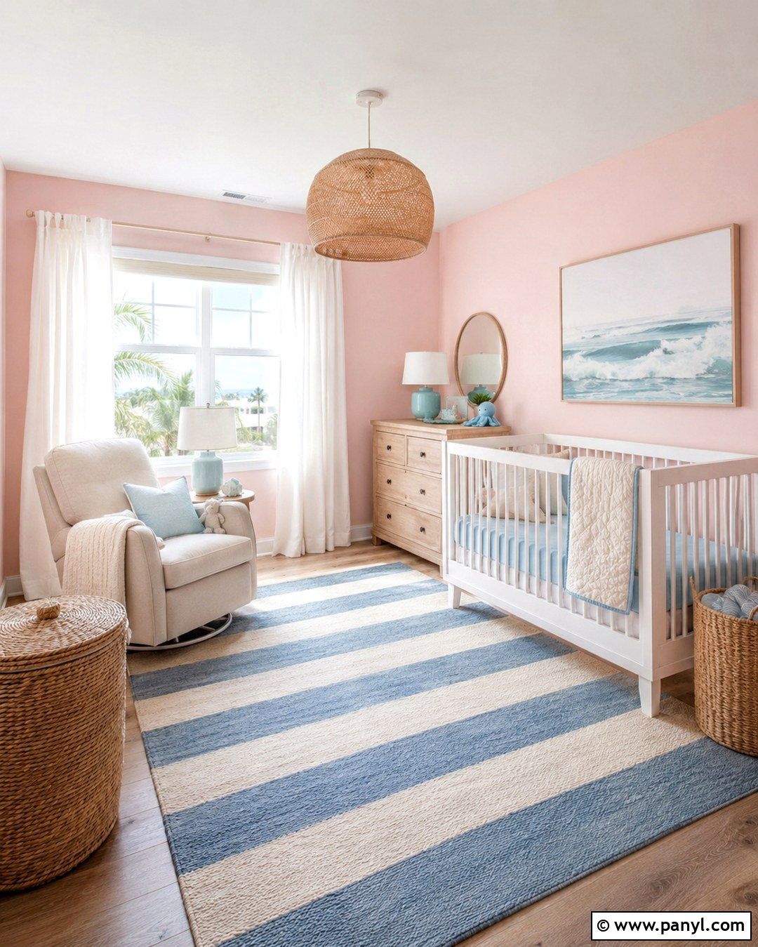 Pale Pink Nursery Walls With Coastal Decor - 20 Pale Pink Nursery Walls