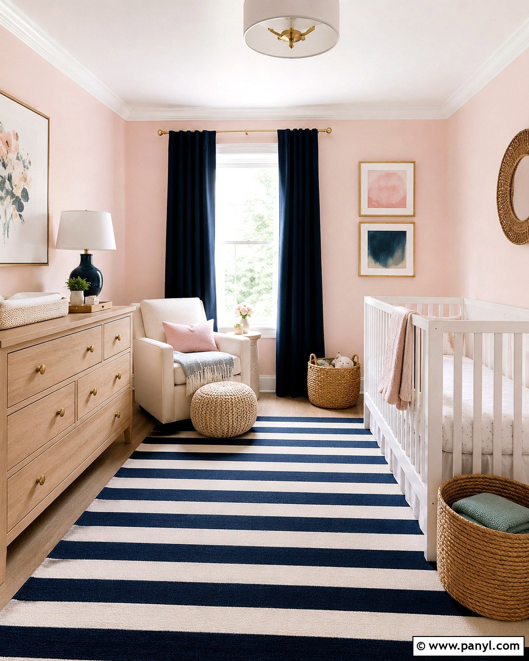 Pale Pink Nursery Walls With Navy Accents - 20 Pale Pink Nursery Walls