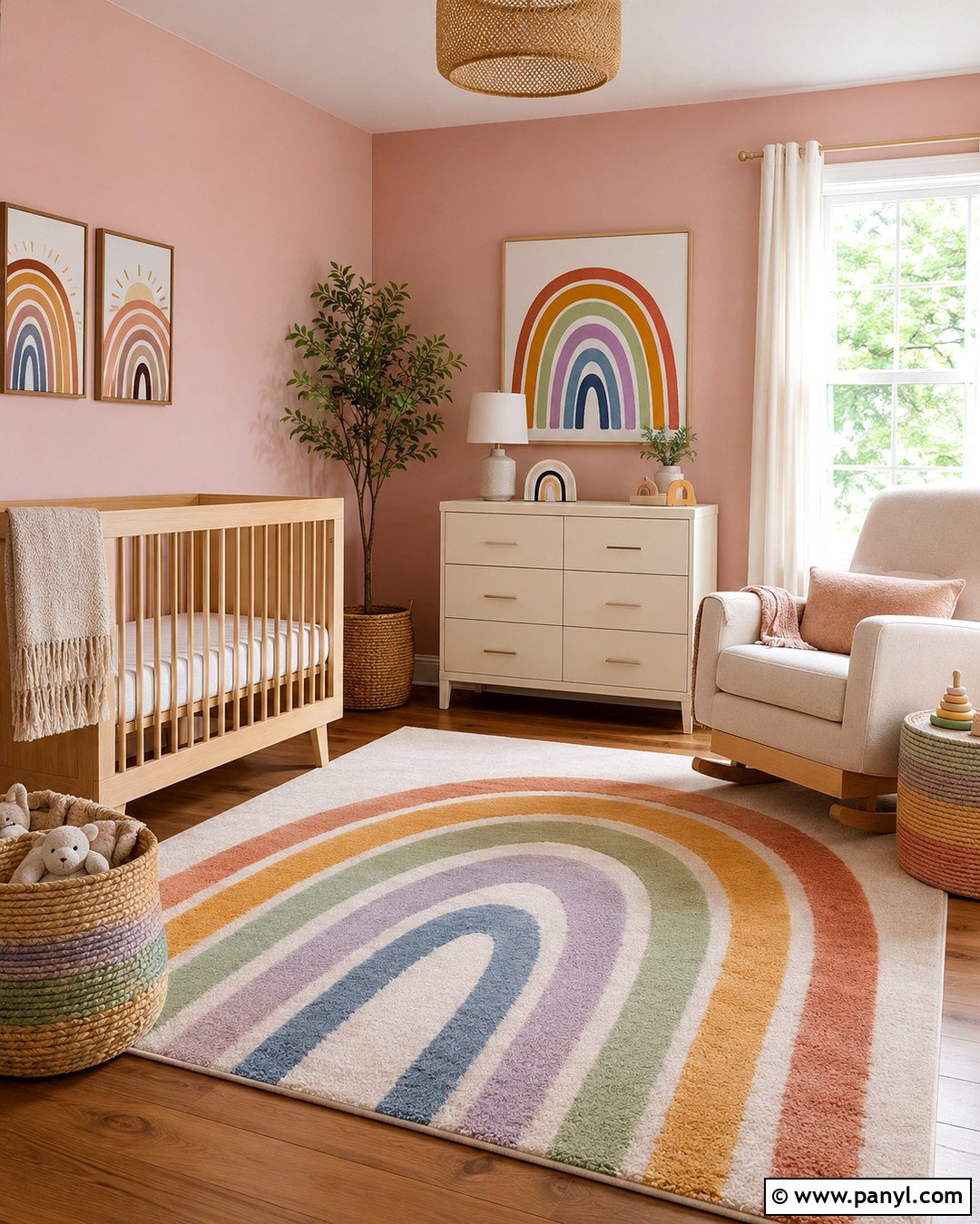Pale Pink Nursery Walls With Rainbow Decor - 20 Pale Pink Nursery Walls